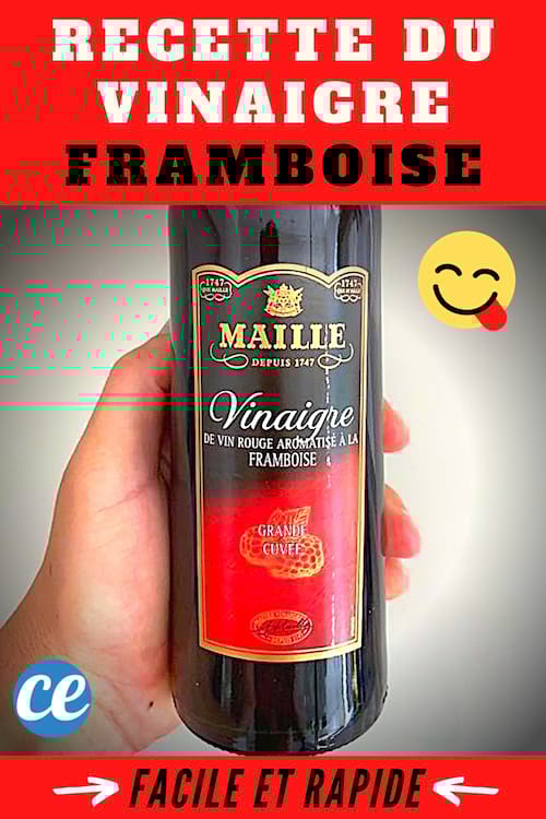 Une bouteille de vinaigre de vin à la framboise