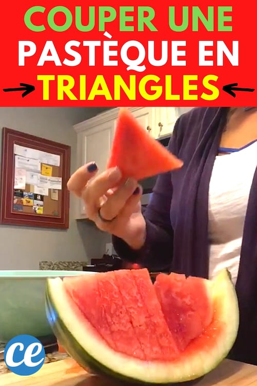 Une pastèque coupée en triangles facilement avec un fil dentaire