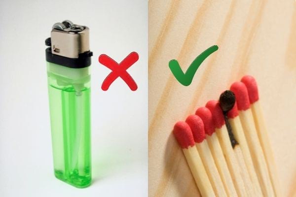 briquet plastique et allumettes