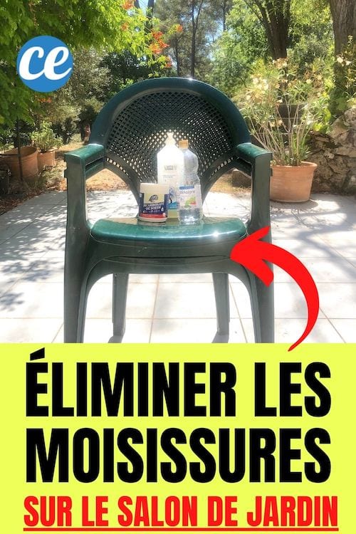 des chaises de jardin en PVC vert propres avec du vinaigre blanc, du bicarbonate de soude et du liquide vaisselle