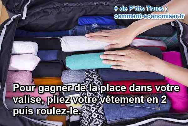 une valise pleine de vêtements bien rangés