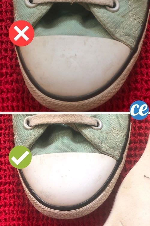des baskets converse nettoyées avec une éponge magique