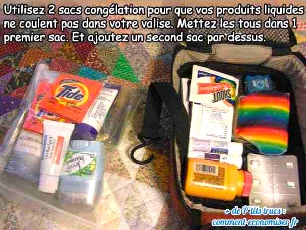 des produits d'hygiène sont dans des sacs plastiques