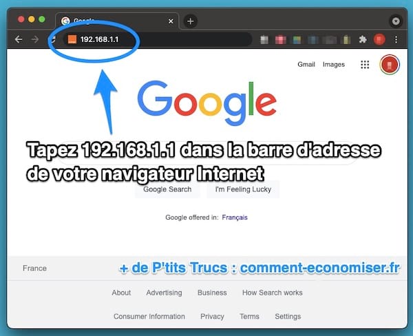 Tapez l'adresse de votre modem Livebox Orange