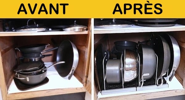 Avant après d'un placard à casseroles
