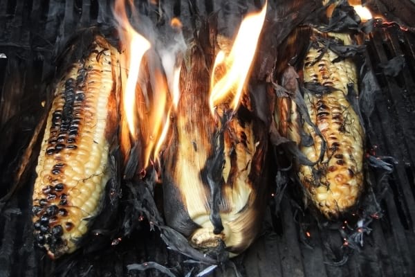 feu sur épi de maïs barbecue