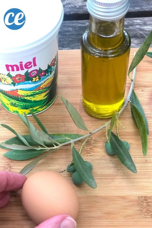 Du miel, de l'huile d'olive, un oeuf pour faire un masque lisseur