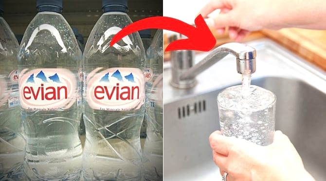 Des bouteilles Evian à remplacer par de l'eau du robinet pour polluer moins