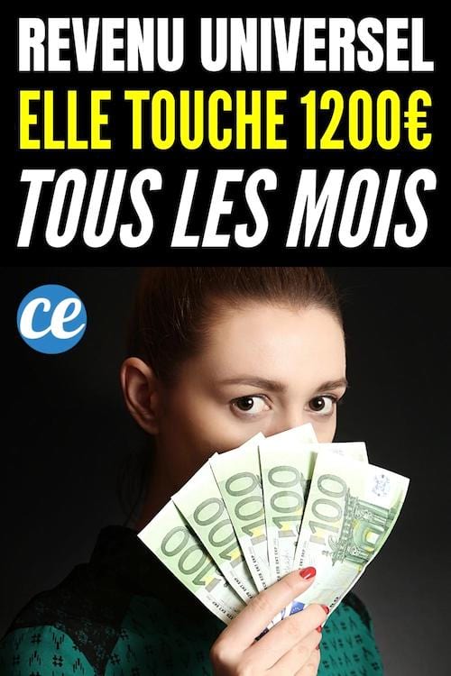 Une femme avec des billets de 100€ en éventail devant son visage car elle touche 1200€
