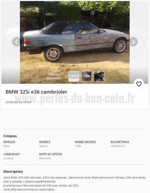 Une fausse annonce de voiture sur leboncoin