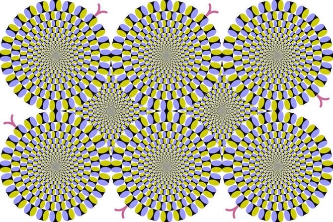 Dans cet illusion d'optique, on voit plusieurs cercles qui tournent.