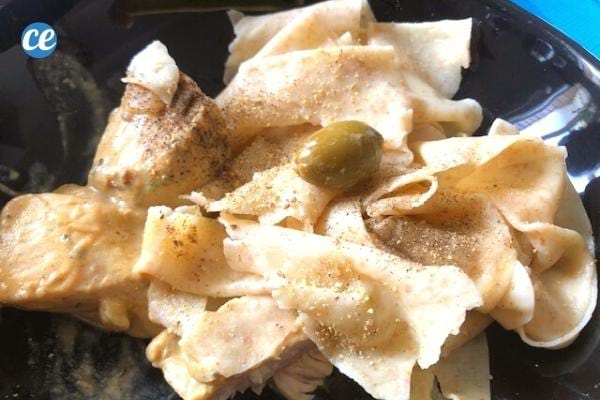 pate fraiche avec sauté de veau aux olives