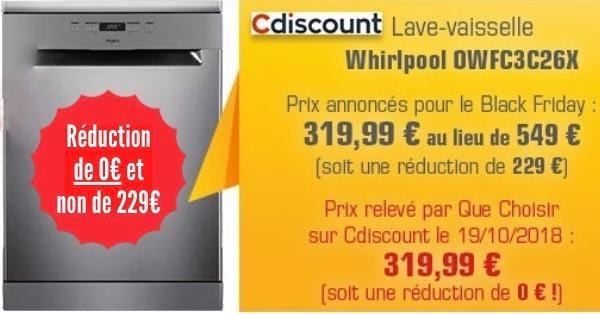 Une fausse réduction pendant le black friday sur un lave-vaisselle