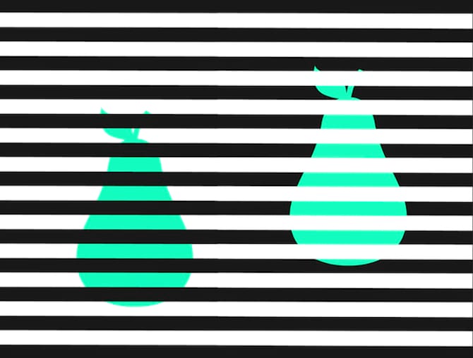 Les poires dans cette illusion d'optique sont de la même couleur.