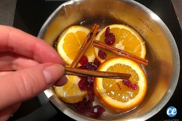 pot pourri orange cannelle dans une casserole