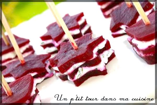 brochette de betterave et chèvre pour apéro