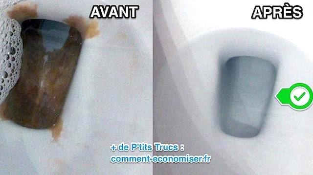 Le fond de ma cuvette avant et après nettoyage