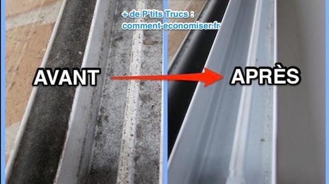 Les rails de fenêtres avant et après nettoyage