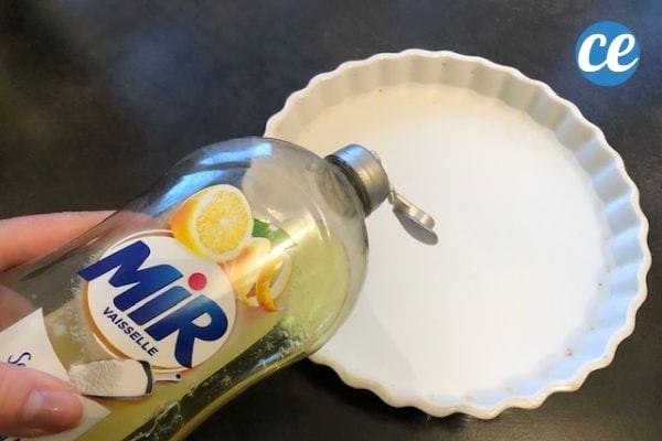 washing up liquid in a white dish