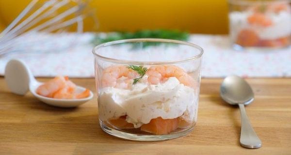 Verrines saumon et crevettes