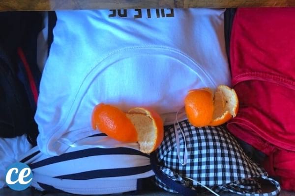 écorce de clémentine dans le tiroir de linge