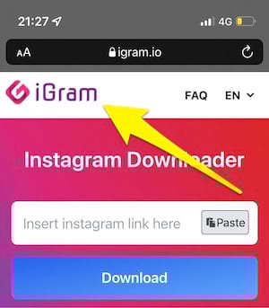 Le site igram.io pour télécharger une vidéo instagram