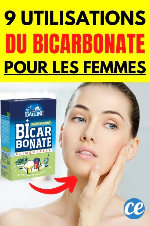 visage de femme avec une boite de bicarbonate de soude