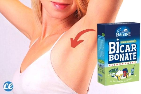 boite de bicarbonate sur l'aisselle d'une femme