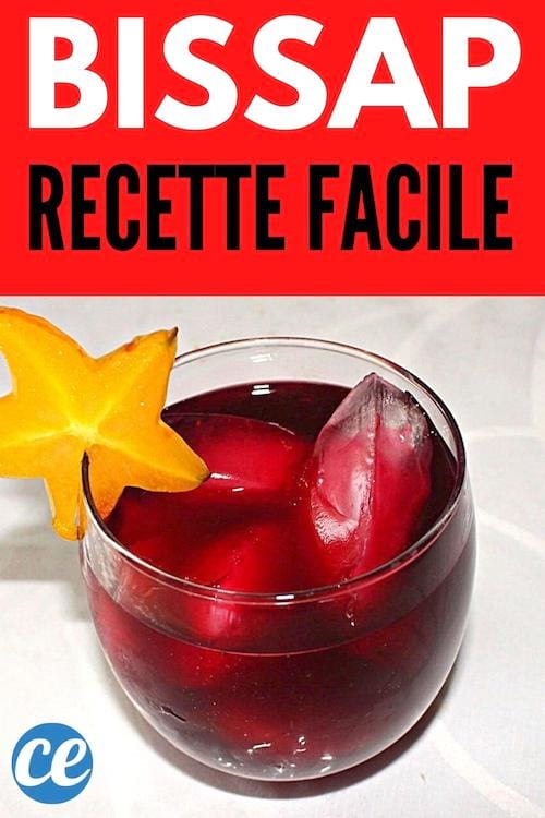 Un verre de bissap fait maison avec des glaçons facile à faire