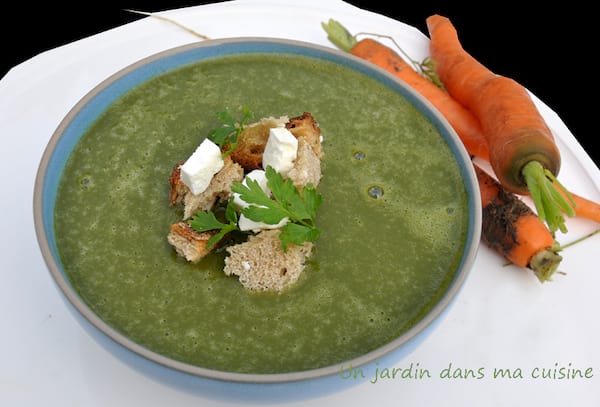 une soupe aux fanes de carottes
