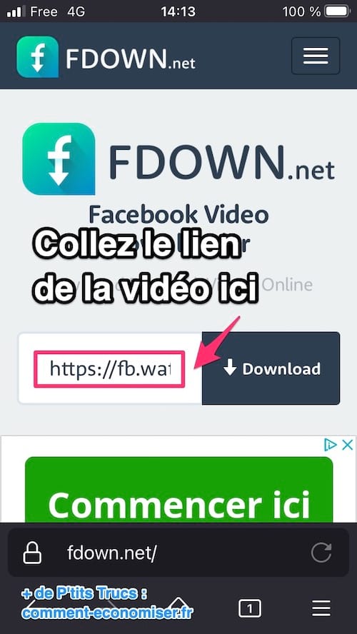 Pour télécharger une vidéo Facebook gratuitement sur votre téléphone, utilisez le site fdown.net.
