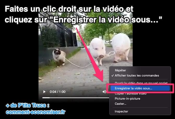 Pour enregistrer une vidéo Facebook, faites un clic droit dessus.
