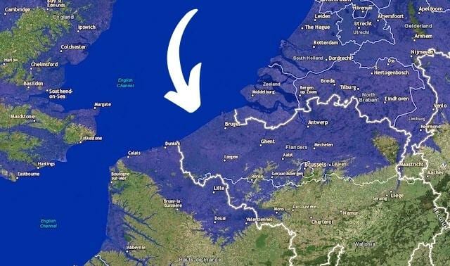 La carte du Haut de France de la Belgique et des Pays-Bas sous la montée des eaux