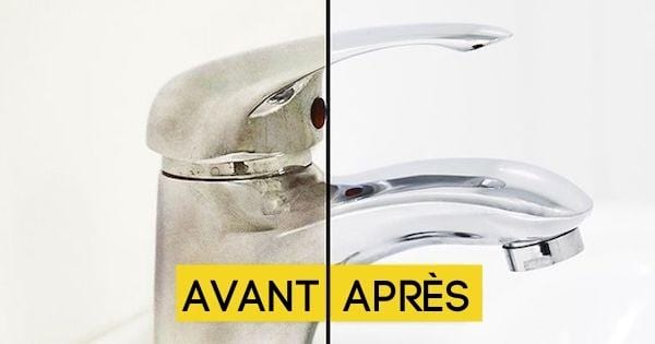 Robinet de la salle de bain qui brille après nettoyage