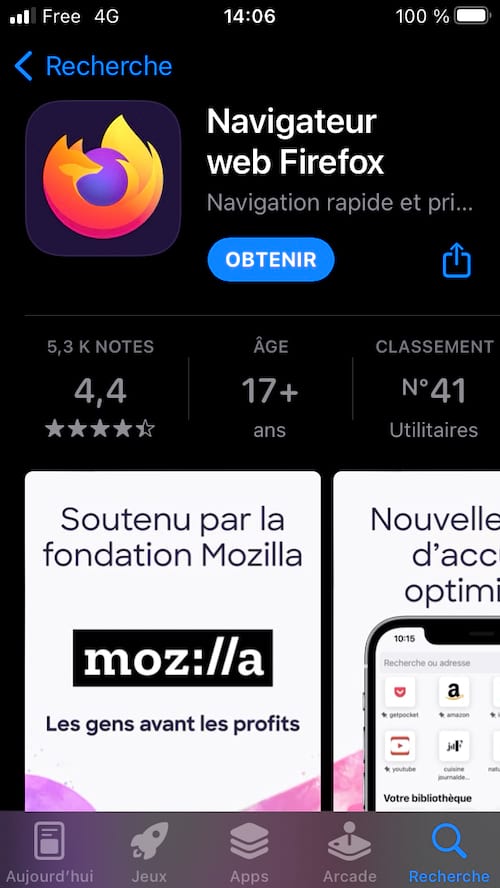 Pour télécharger une vidéo Facebook sur votre téléphone, utilisez le navigateur Firefox.