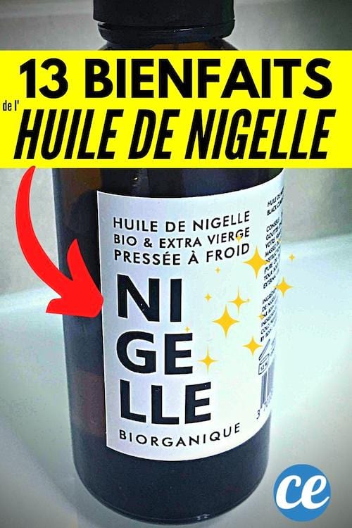 Une bouteille d'huile de nigelle qui a plein de bienfaits pour la santé et le corps
