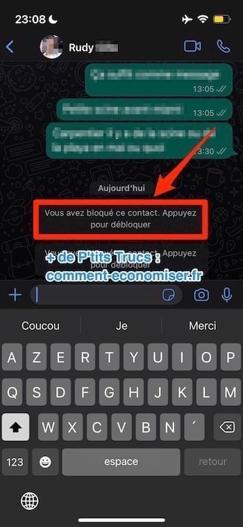 Un contact bloqué sur WhatsApp pour ne pas apparaître en ligne