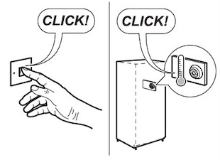 une image expliquant que le bruit d'un click de frigo est lié à un problème de thermostat 