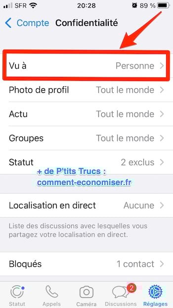 Comment cacher la dernière heure de connexion 
