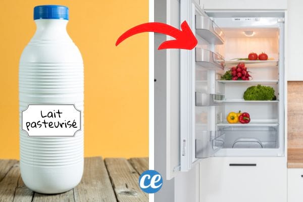 bouteille de lait pasteurisé au frigo