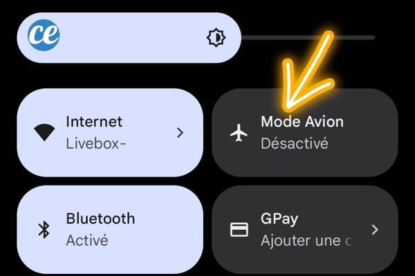 Mode avion désactivé sur téléphone