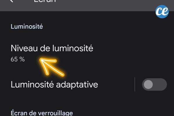 Niveau de luminosité d'un téléphone