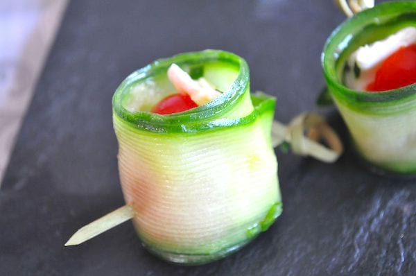 roulés de concombre au fromage de chèvre pour apéro sain