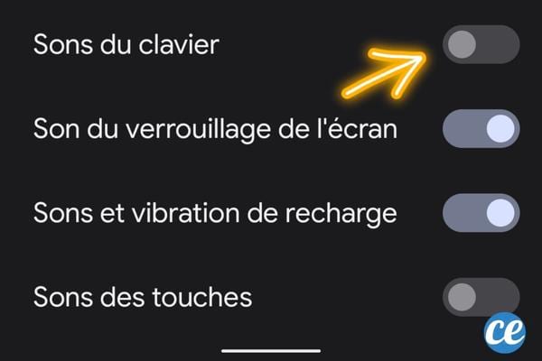 Les sons du clavier d'un téléphone désactivés