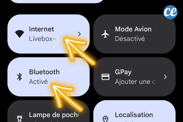 Wifi et Bluetooth activés sur téléphone