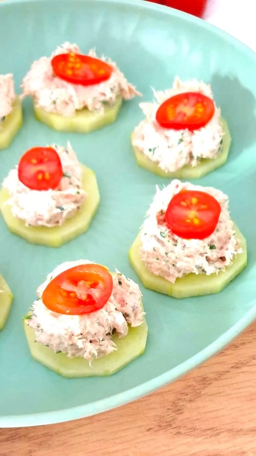 toast au concombre et à la rillettes de thon