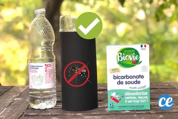 un piège anti moustique fait avec du bicarbonate et du vinaigre