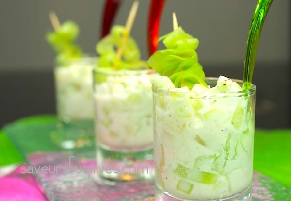 Des verrines au concombre à la pomme et au fromage frais