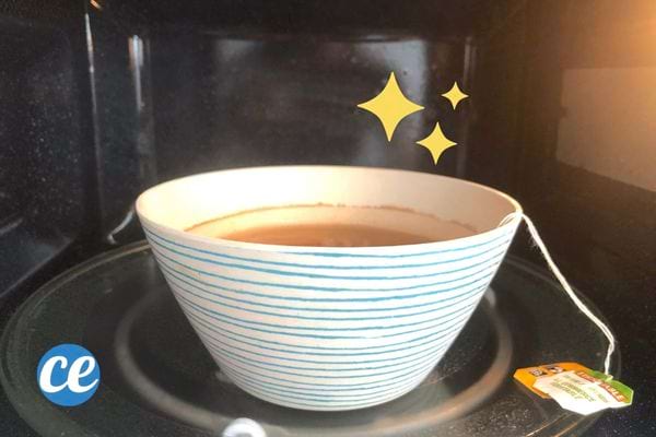 un bol de thé chaud avec deux sachets pour supprimer les mauvaises odeurs