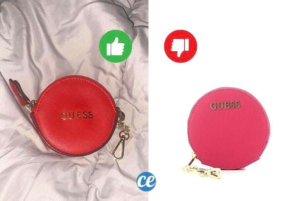Petite pochette guess rouge sur deux photos différentes